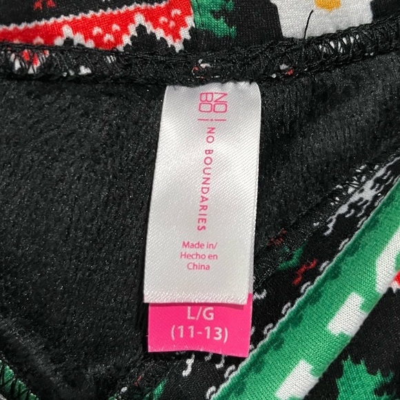 NO BOUNDERIES- Festive Christmas Santa Printed Leggings Size L - Picture 3 of 3